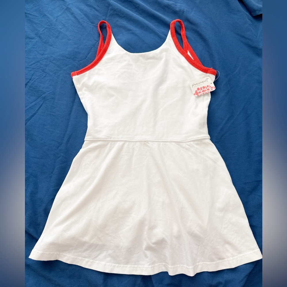 NWT Free People Athletic dress White Mini Dress with orange  Trim